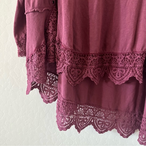 Free People Oversized Lace Long Sleeve Tunic top - Picture 7 of 8